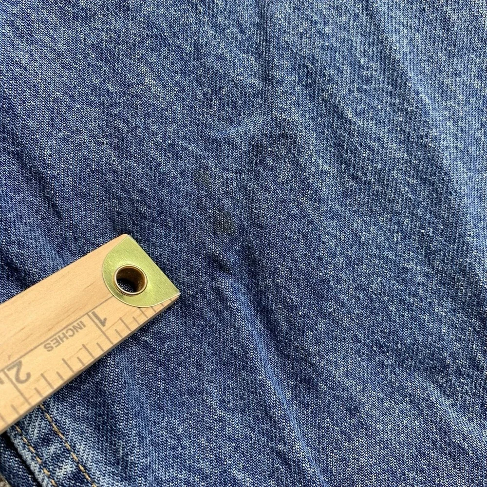 Lands' End Denim Trucker Jacket Men's Large Corduroy Collar Blue Cotton Ranch
